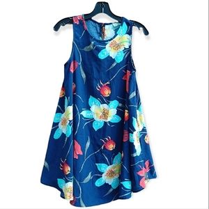 FLORAL Sleeveless Tent Swing Mini Dress LIKE NEW BLACK/BEAD